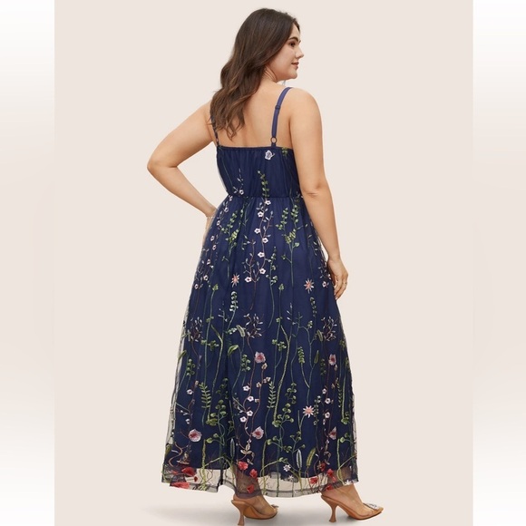 BloomChic Plus Size XL U Neck Floral Embroidered Mesh Cami Dress us14-16 - Picture 2 of 7